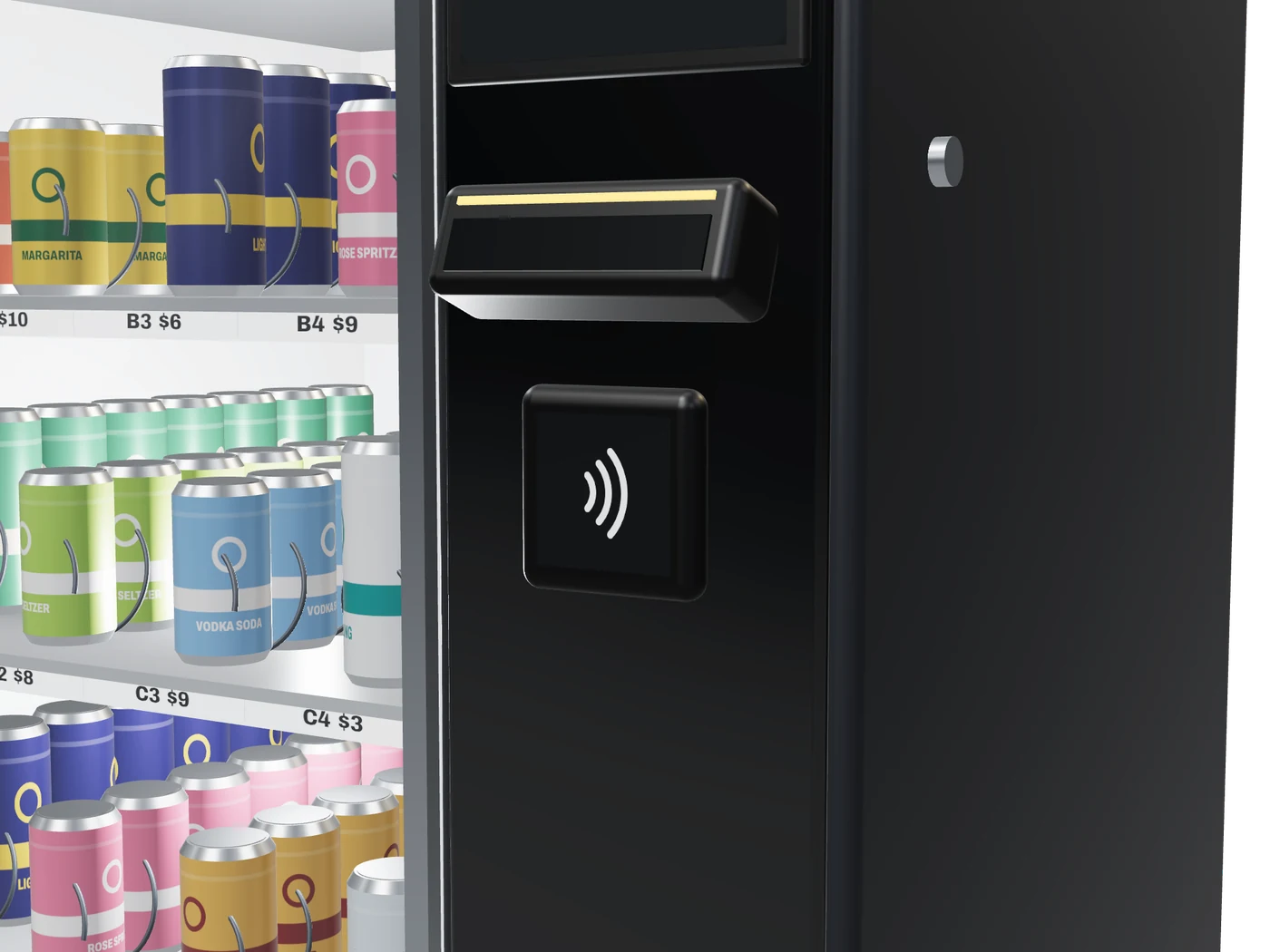 Close-up of the ID scanner and contactless reader